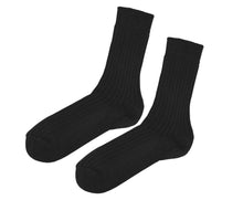 Load image into Gallery viewer, organic cotton GOTS, made in Italy, women&#39;s boot socks black