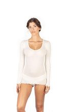 Load image into Gallery viewer, EGi Luxury Wool Silk Long Sleeve Top with Satin Trim. Proudly Made in Italy (1437)