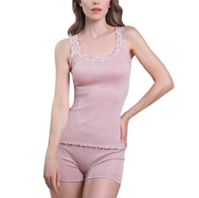 Load image into Gallery viewer, EGi Luxury Wool Silk Lace Trim Tank Top. Proudly Made in Italy (1491)