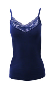 Mare Luxury 100% Mako Cotton Women's Lace-Trimmed Camisole. Proudly Made in Italy.