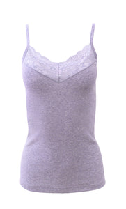 Mare Luxury 100% Mako Cotton Women's Lace-Trimmed Camisole. Proudly Made in Italy.