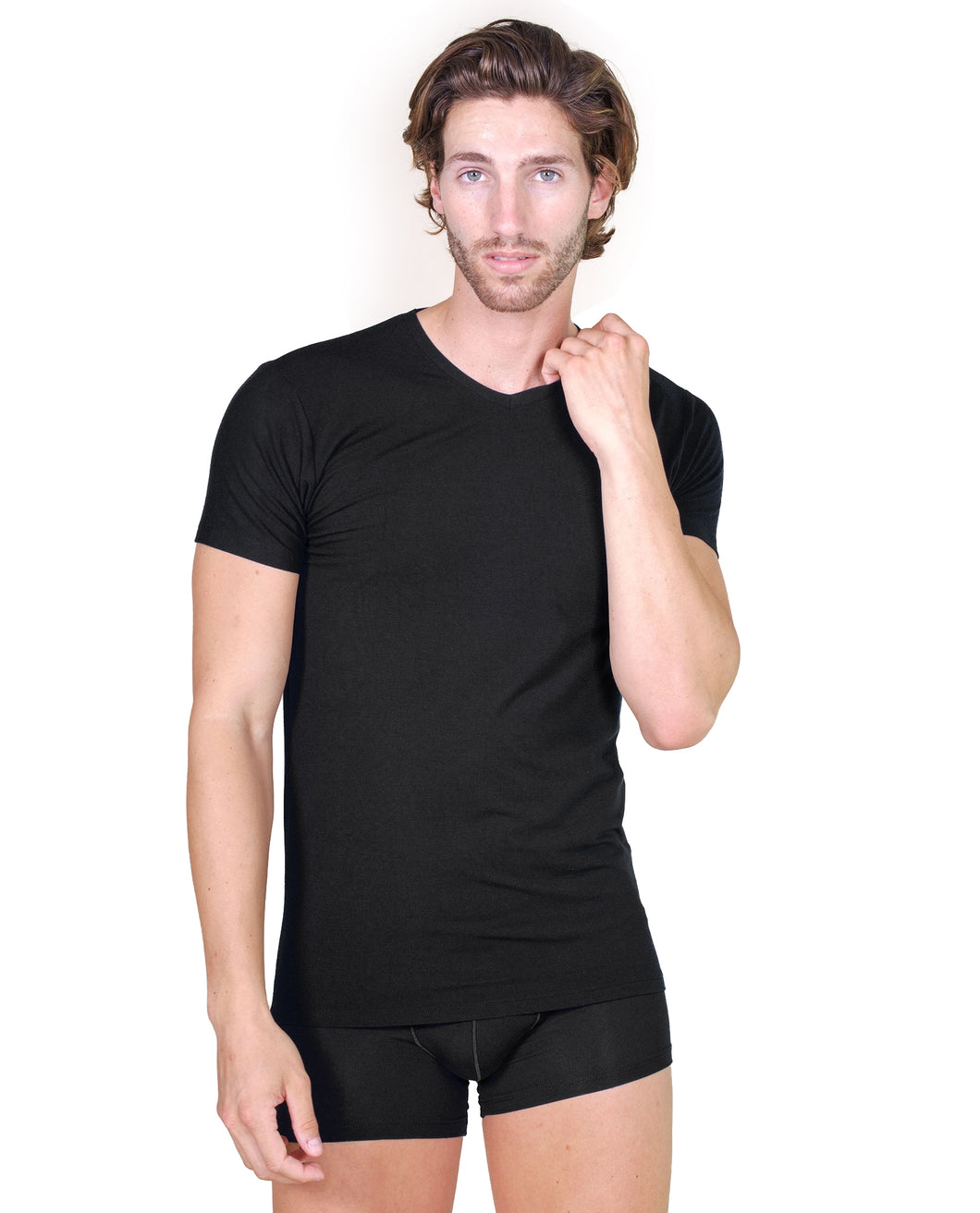 EGI Luxury Wool Silk Men's Short Sleeve T-Shirt. Proudly Made in Italy.