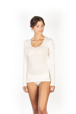 EGi Luxury Merino Wool Silk Women's Long Sleeve T-Shirt. Proudly Made in Italy (143)