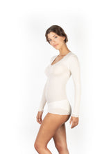 Load image into Gallery viewer, EGi Luxury Wool Silk Long Sleeve Top with Lace Trim. Proudly Made in Italy (1489)
