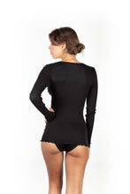 Load image into Gallery viewer, EGi Luxury Wool Silk Long Sleeve Top with Lace Trim. Proudly Made in Italy (1489)