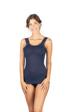 Load image into Gallery viewer, EGi Luxury Wool Silk Lace Trim Tank Top. Proudly Made in Italy (1491)