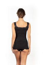 Load image into Gallery viewer, EGi Luxury Wool Silk Lace Trim Tank Top. Proudly Made in Italy (1491)
