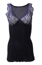 Load image into Gallery viewer, EGI Luxury 100%&quot;Filo di Scozia Cotton Women&#39;s Camisole Tank with Lace Trim. Proudly Made in Italy.