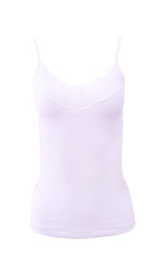 Mare Luxury 100% Mako Cotton Women's Lace-Trimmed Camisole. Proudly Made in Italy.
