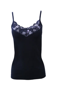 Mare Luxury 100% Mako Cotton Women's Lace-Trimmed Camisole. Proudly Made in Italy.