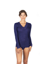 Load image into Gallery viewer, EGI Exclusive Merino Wool Blend Top V-Neck Lace Trim Long Sleeves. Proudly Made in Italy (303)