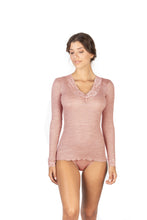 Load image into Gallery viewer, EGI Exclusive Merino Wool Blend Top V-Neck Lace Trim Long Sleeves. Proudly Made in Italy (303)