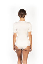 Load image into Gallery viewer, EGI Exclusive Collections Women&#39;s Merino Wool Blend Lace-Trimmed Short Sleeves T-Shirt. Proudly Made in Italy (306)