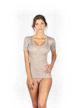 Load image into Gallery viewer, EGI Exclusive Collections Women&#39;s Merino Wool Blend Lace-Trimmed Short Sleeves T-Shirt. Proudly Made in Italy (306)