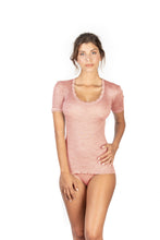 Load image into Gallery viewer, EGI Exclusive Collections Women&#39;s Merino Wool Blend Lace-Trimmed Short Sleeves T-Shirt. Proudly Made in Italy (306)