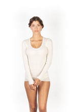 Load image into Gallery viewer, EGI Exclusive Collections Women&#39;s Merino Wool Blend Lace-Trimmed Long Sleeves T-Shirt. Proudly Made in Italy (307)