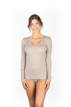 Load image into Gallery viewer, EGI Exclusive Collections Women&#39;s Merino Wool Blend Lace-Trimmed Long Sleeves T-Shirt. Proudly Made in Italy (307)