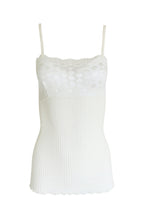 Load image into Gallery viewer, EGI Exclusive Women&#39;s Merino Wool Blend Spaghetti Straps Lace-Trimmed Camisole. Proudly Made in Italy (315)