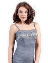Load image into Gallery viewer, EGI Exclusive Women&#39;s Merino Wool Blend Spaghetti Straps Lace-Trimmed Camisole. Proudly Made in Italy (315)