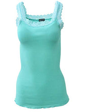 Load image into Gallery viewer, BASIC COTTON Free Spirit Premium Quality 100% Cotton Women&#39;s Lace Trim Tank Top Made in Italy