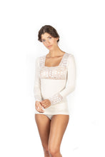 Load image into Gallery viewer, Mare Luxury Merino Wool Blend Women&#39;s Lace -Trimmed Long Sleeved Top (S - XL). Proudly Made in Italy.