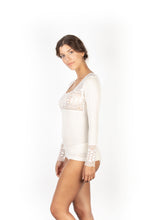 Load image into Gallery viewer, Mare Luxury Merino Wool Blend Women&#39;s Lace -Trimmed Long Sleeved Top (S - XL). Proudly Made in Italy.