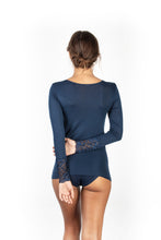 Load image into Gallery viewer, Mare Luxury Merino Wool Blend Women&#39;s Lace -Trimmed Long Sleeved Top (S - XL). Proudly Made in Italy.