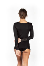 Load image into Gallery viewer, Mare Luxury Merino Wool Blend Women&#39;s Lace -Trimmed Long Sleeved Top (S - XL). Proudly Made in Italy.