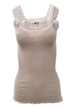 Load image into Gallery viewer, BASIC COTTON Free Spirit Premium Quality 100% Cotton Women&#39;s Lace Trim Tank Top Made in Italy