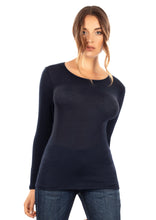 Load image into Gallery viewer, EGI Exclusive Collections Women&#39;s Modal Cashmere Blend Long Sleeves Scoop Neck Top. Proudly Made in Italy.