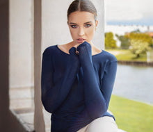 Load image into Gallery viewer, EGI Exclusive Collections Women&#39;s Modal Cashmere Blend Long Sleeves Scoop Neck Top. Proudly Made in Italy.
