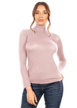 Load image into Gallery viewer, EGI Exclusive Collections Women&#39;s Modal Cashmere Blend Mock Neck Long Sleeves Top. Proudly Made in Italy.