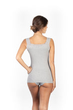 Load image into Gallery viewer, BASIC COTTON Free Spirit Premium Quality 100% Cotton Women&#39;s Lace Trim Tank Top Made in Italy