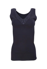 Load image into Gallery viewer, MaRe Premium Quality 100% Brushed Cotton Women&#39;s Tank Top with Macramé Lace. Proudly Made in Italy.