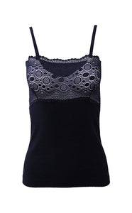 Mare Luxury 100% Mako Cotton Women's Lace-Trimmed Camisole. Proudly Made in Italy.