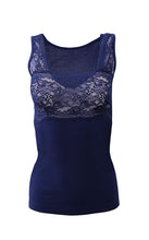 Load image into Gallery viewer, Mare Luxury 100% Mako Cotton Women&#39;s Lace-Trimmed Tank Top. Proudly Made in Italy.
