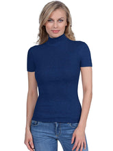 Load image into Gallery viewer, BASIC COTTON Free Spirit Premium Quality Cotton Women&#39;s Turtleneck Short Sleeve Shirt Made in Italy