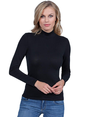 BASIC COTTON Free Spirit Premium Quality Cotton Women's Turtleneck Long-Sleeved T-Shirt.