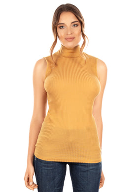 EGI Exclusive Collections Merino Wool Blend Mock Neck Sleeveless Top. Proudly Made in Italy (8208)