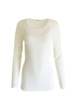 Load image into Gallery viewer, EGI Exclusive Collections Merino Wool Blend Tulle Trim Top with Long Sleeves. Proudly Made in Italy.