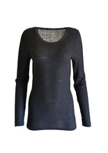Load image into Gallery viewer, EGI Exclusive Collections Merino Wool Blend Tulle Trim Top with Long Sleeves. Proudly Made in Italy.