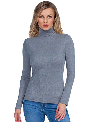 BASIC COTTON Free Spirit Premium Quality 100% Brushed Cotton Women's Turtleneck Top.Made in Italy.