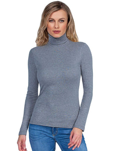 BASIC COTTON Free Spirit Premium Quality 100% Brushed Cotton Women's Turtleneck Top.Made in Italy.